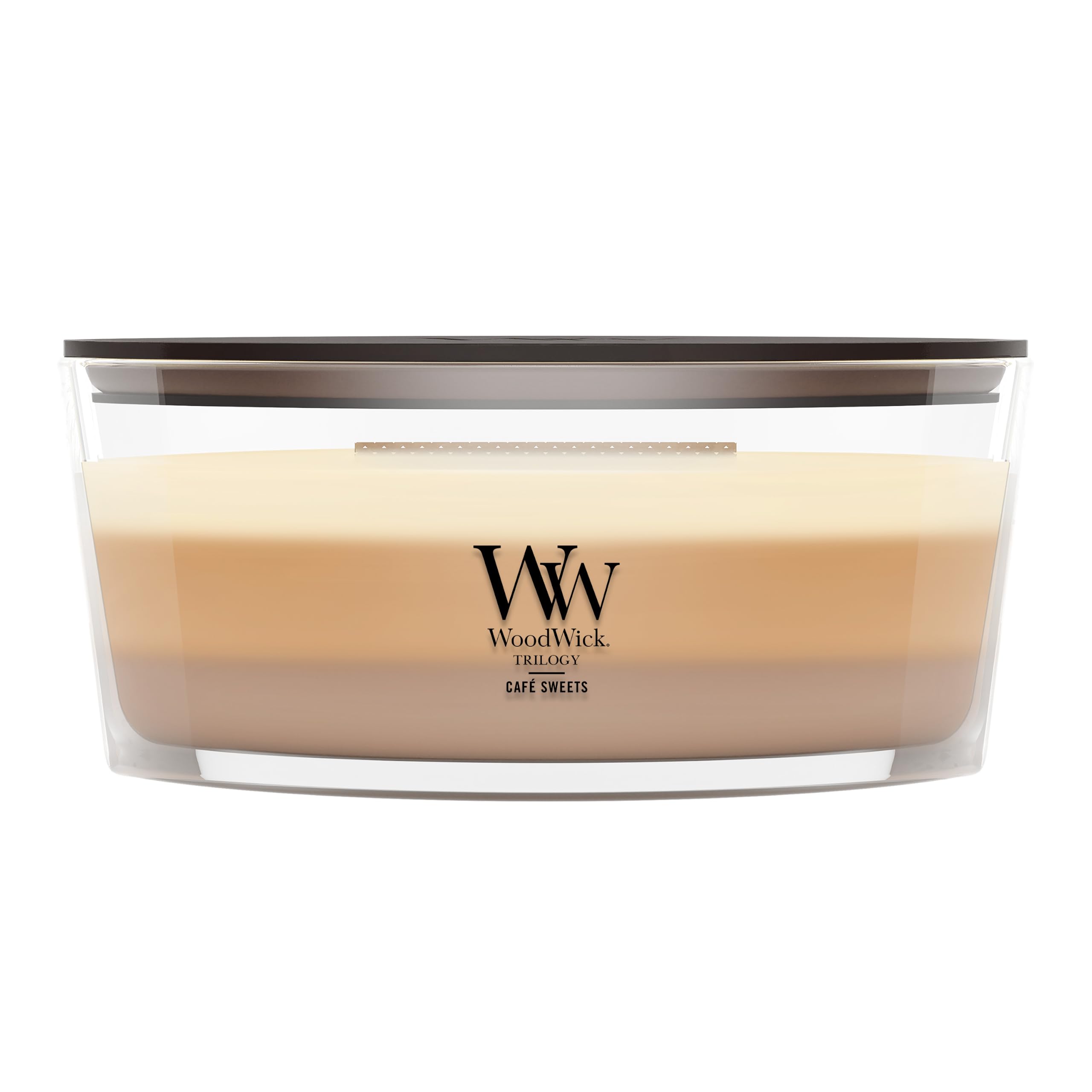 WoodWick Ellipse Trilogy bougie parfumée avec mèche Hearthwick | Café gourmand