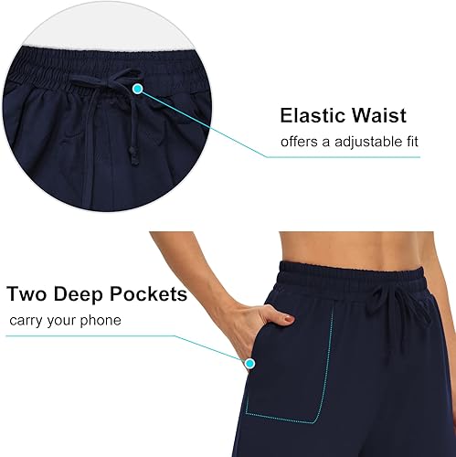 Miniatura 3 de DIBAOLONG - Pantalones capri para mujer, holgados, para yoga, con ajuste de cordón, de pierna ancha, cómodos, de descanso, pantalones deportivos con