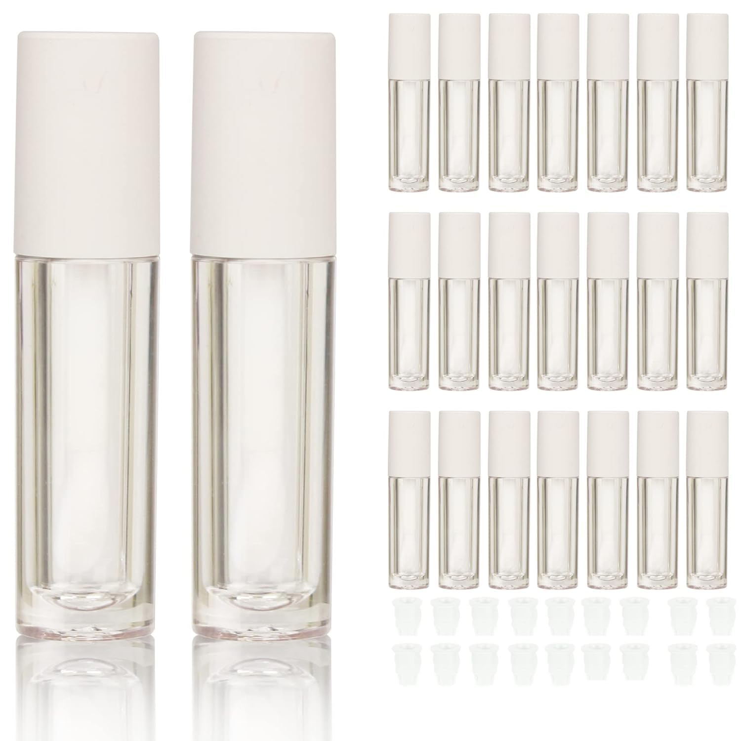 12pcs 4ml Round Premium Travel Empty Lip Gloss,Lip Care,Costemic, Oil Bottles Transparent Empty Clear Lip Containers Tubes,Refillable Bottle with Plug-image-39