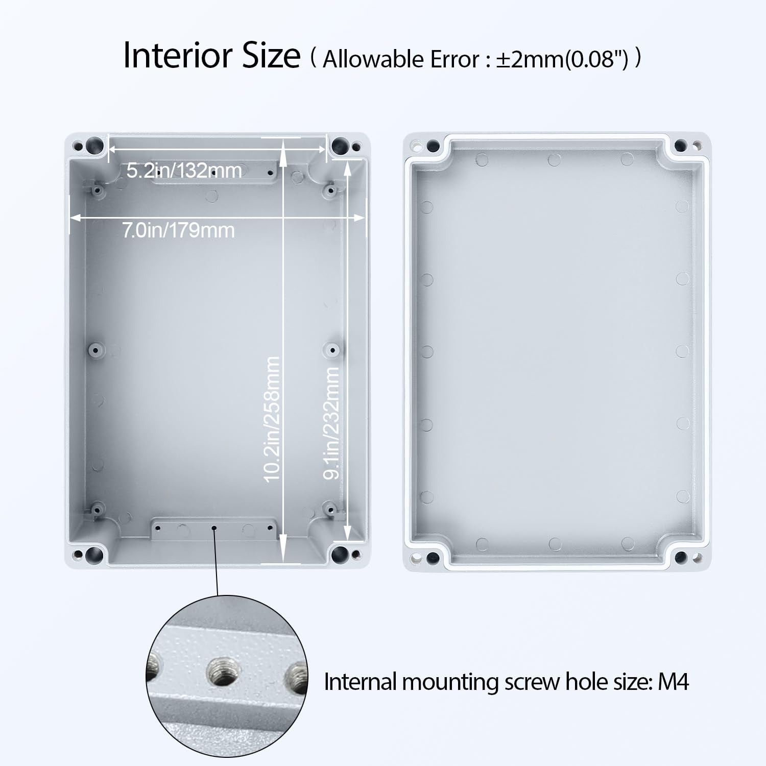 LeMotech Elektrische Box, Aluminium-Legierung, Metall-Anschlussdose, IP67 wasserdicht, staubdicht, Projektbox, Universal-Gehäuse, Grau 265 x 185 x 96 mm