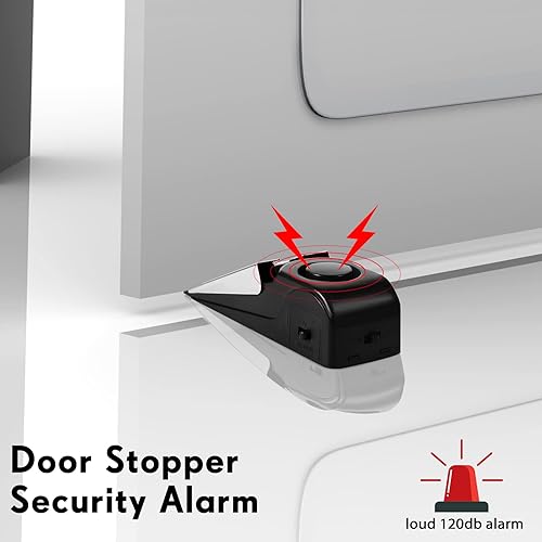Miniatura 5 de 8 piezas de alarma de tope de puerta con alarma de seguridad de 120 DB, tope de puerta de cuña, alarma para viajes, apartamento, casa, casa, tope de