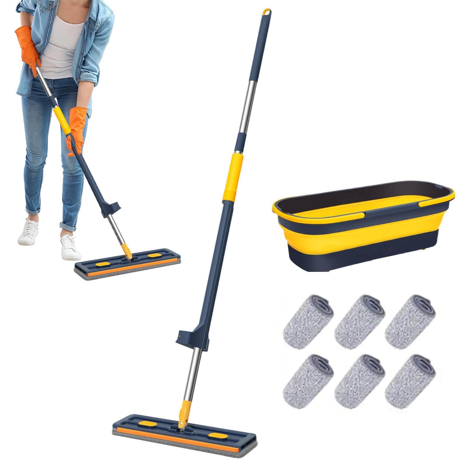 Mopa Plana de Microfibra 360° Giratorio en Seco y Húmedo | Herramienta de Limpieza de Suelos para Suelos de Cocina, Baño, Hogar, Comercial, Alfombra, Madera Dura, Baldosas y Más