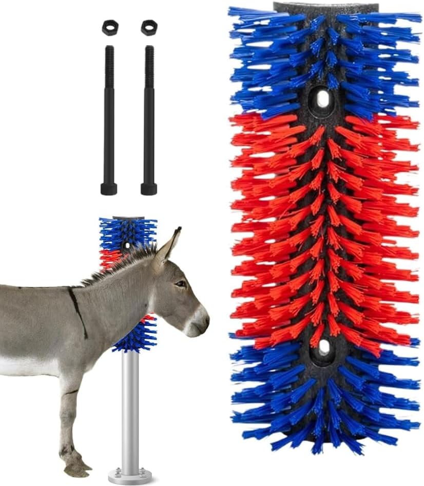 Livestock Scratching Brush, 17.5 * 7.8'' Soft Cow Brush for Scratching Itchy, Cattle Scratcher, Horse Scratching Post, Horse Scratcher Full Massage Brush Kit-Blue