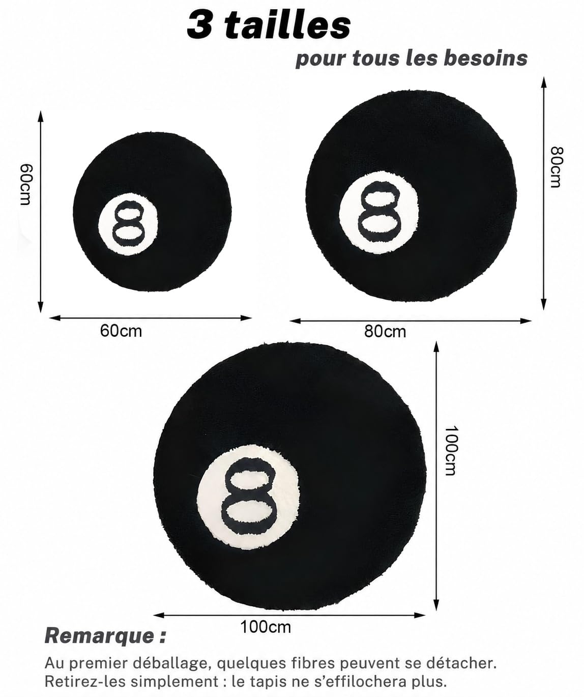 Tapis Boule de Billard 8 Rond – Tapis Chambre Ado, Déco Chambre Ado