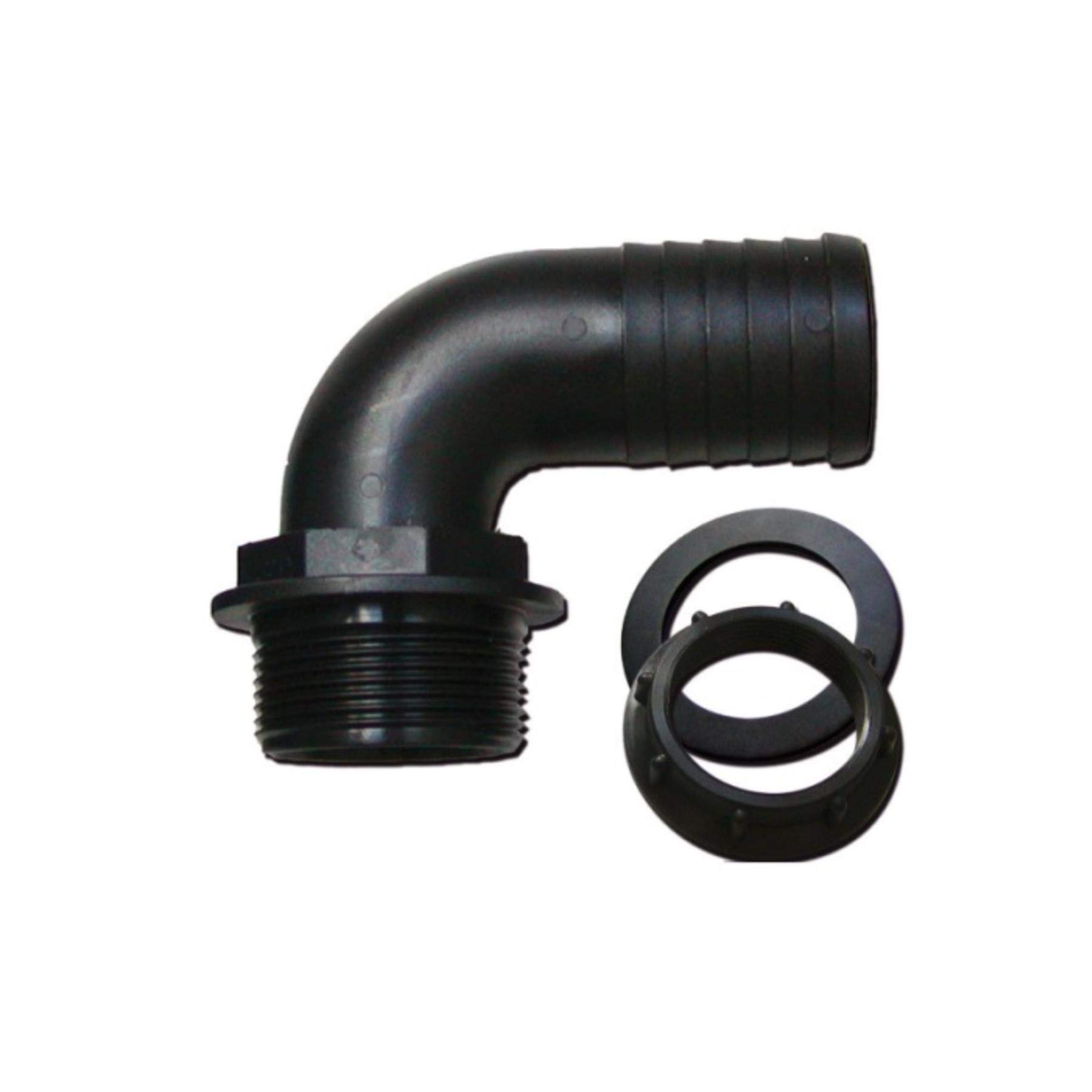 Hosetail Elbow 11/2" BSP Male to 40mm Backnut & Washer, Black, 1 1/2" X 40MM - Image 2