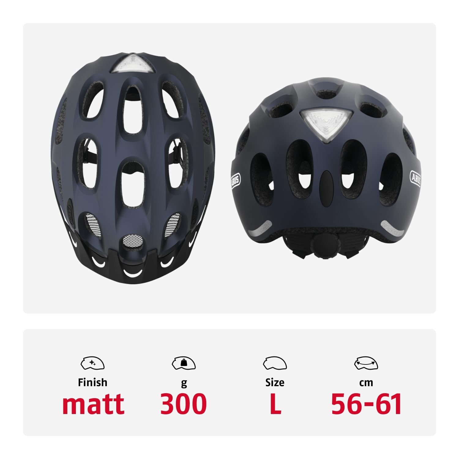 ABUS Stadthelm Youn-I ACE - Fahrradhelm für den Alltag - mit integriertem LED-Rücklicht - für Damen und Herren