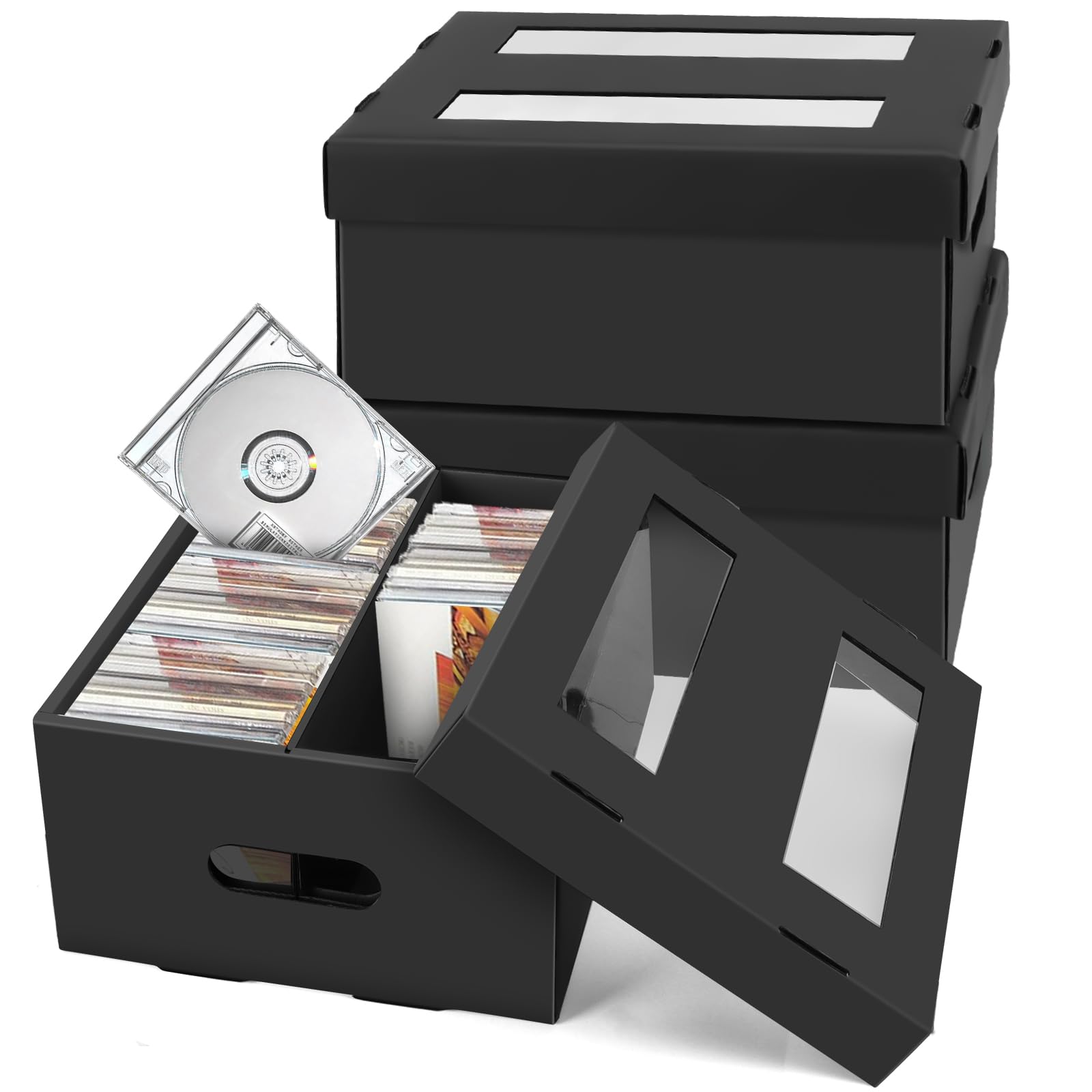 AOBOPLE 3 Stück CD Aufbewahrungsbox, 3 Stück 2 Fächern CD Hüllen für 180 CDs invollen Juwelenhüllen, 360 CDs in Schlanken Hüllen und 990 CDs in CD/DVD-Hüllen