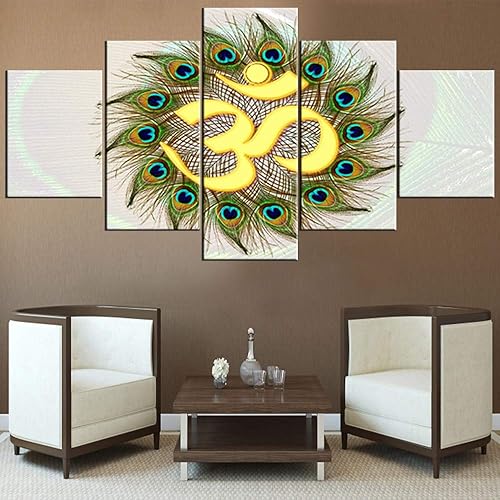 Miniatura 11 de Cuadro indio para sala de estar, obra de arte vintage sánscrito Om, pintura de religión hindú, impresión HD, varios paneles, arte de pared