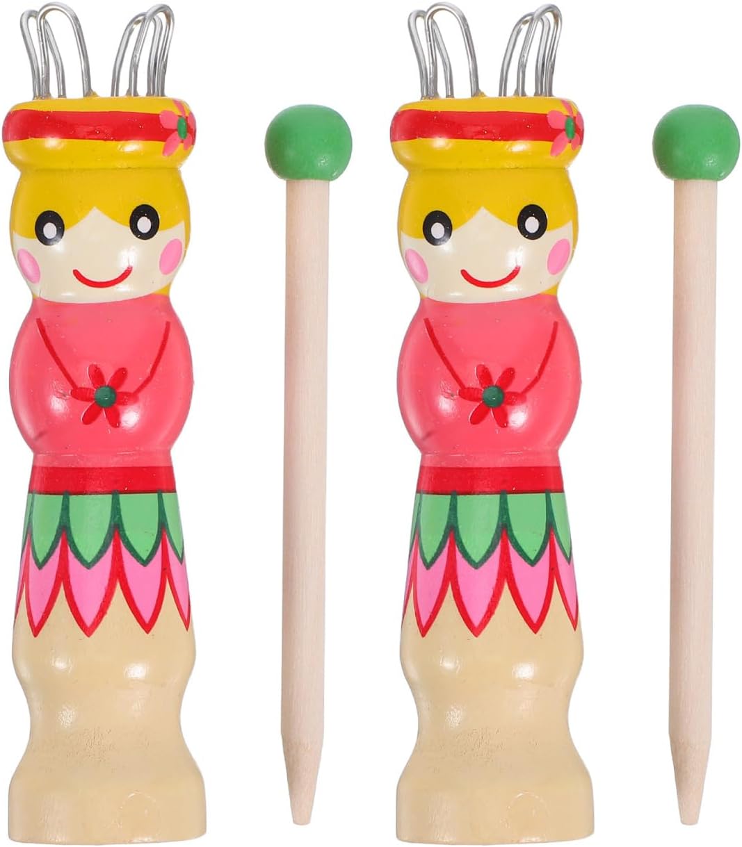 Healifty 2Pcs Weaving Tools Set 4.33In DIY Hand Tool with Doll and Point Needle for Knitting Crochet Craft Yarn Projects Kids and Artists