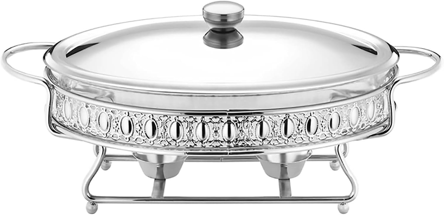 Stainless Steel Chafing Dish 2 Quart Full Size Buffet Chafer Set with Water PanFood PanFuel Holder and Lid for BuffetWeddingsPartiesChristmas,Silver
