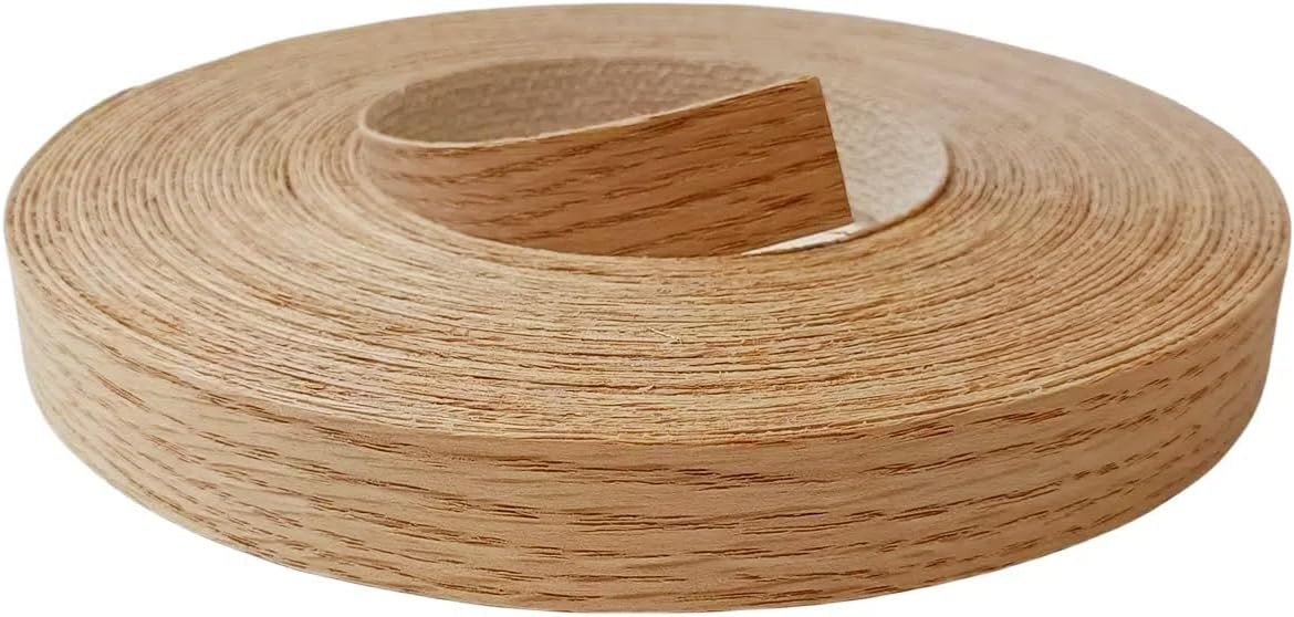Red Oak Wood Veneer Edge Banding Roll 3/4 inch ×50ft, Preglued Iron-...