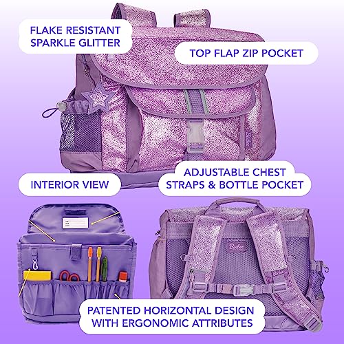 Bixbee Kids Backpack, Purple Sparkly Bookbag For Girls & Boys Ages 5-7 | Daycare, Preschool, Elementary School Bag For Kids | Easy To Carry & Water Resistant #TOP4