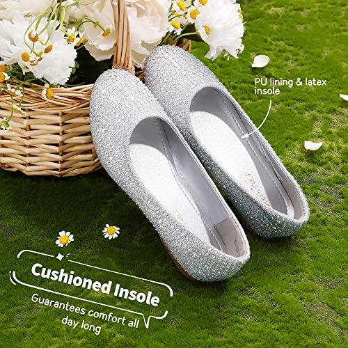 Dream Pairs Girls Mary Jane Ballerina Flat Shoes, Muy-Shine-Silver Glitter thumb #3