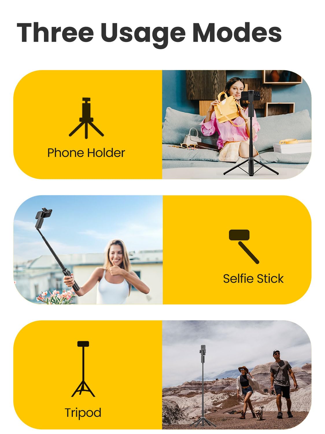 AOCHUAN Trípode de seguimiento facial para iPhone, palo selfie expandible de 57 pulgadas para iPhone, trípode de teléfono para Android con control remoto, sin aplicación, control de gestos, esencial