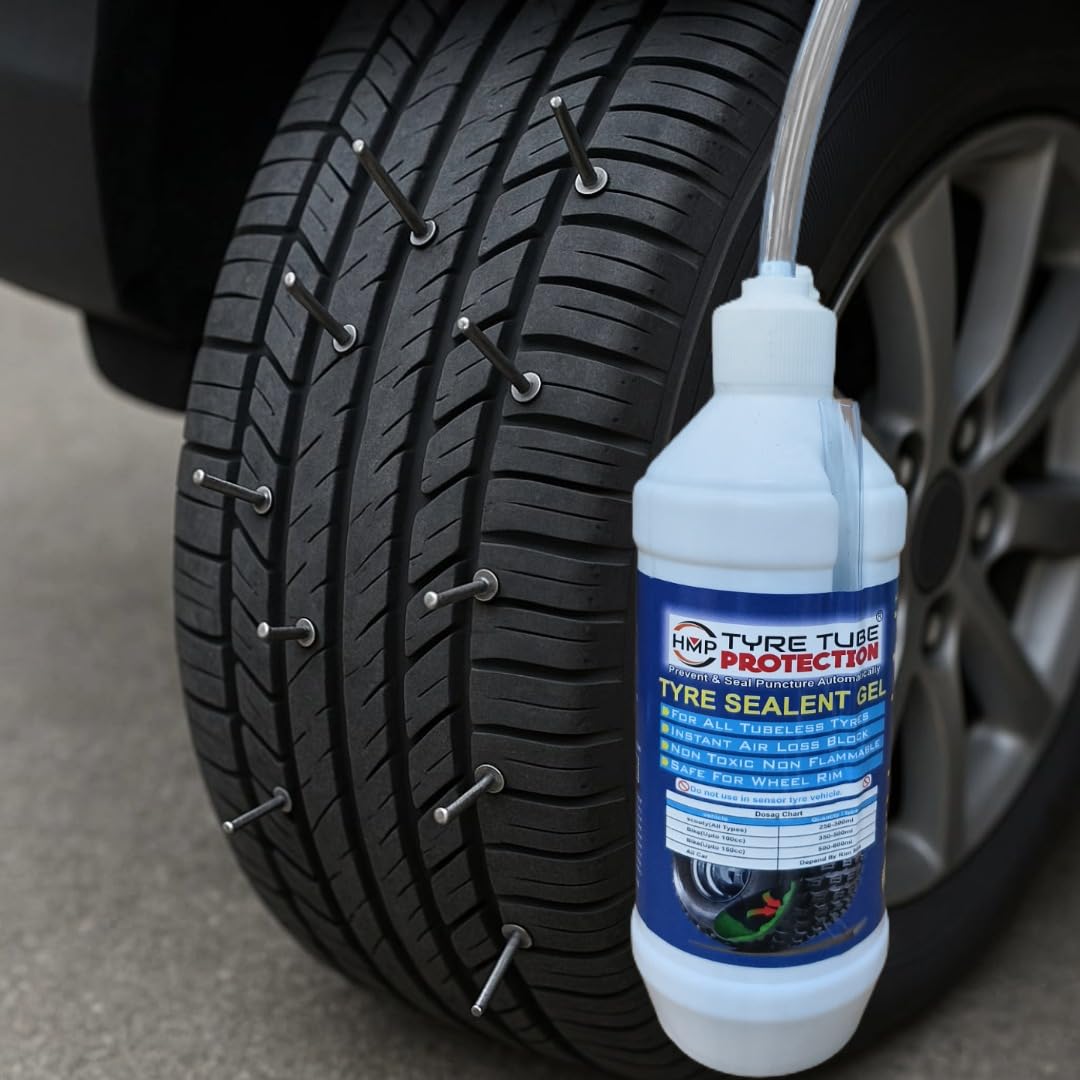 Hmp GOLD Tubeless Tire Sealant 1 Liter Anti Puncture Liquid for Tubeless Tyres for Bike & Car Auto Puncture Repair Liquid Tyre Sealant for Bike & Car | Oil Based Anti Puncture - 500 ML