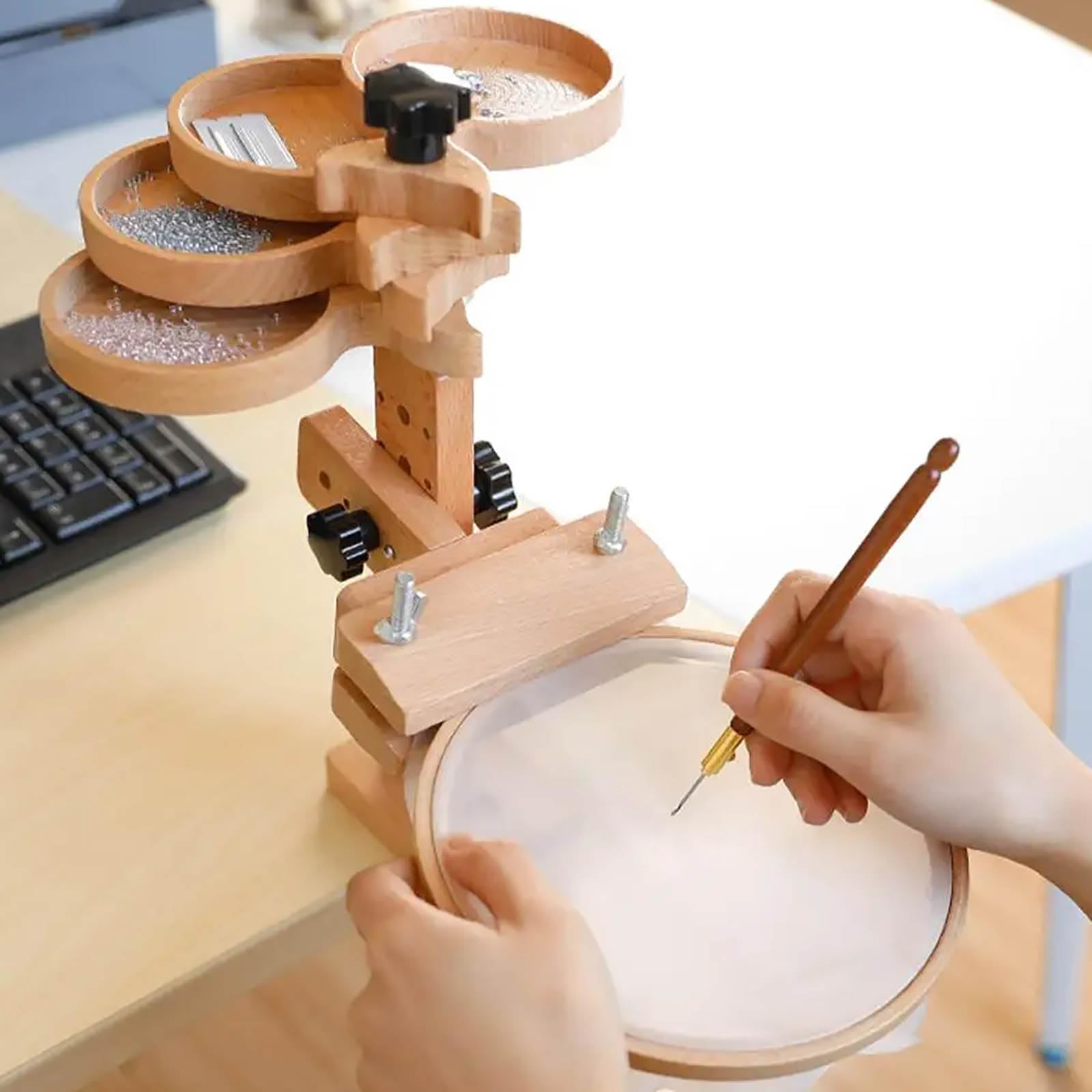 Support de broderie de bureau anti-douleur cervicale en bois réglable pour point de croix