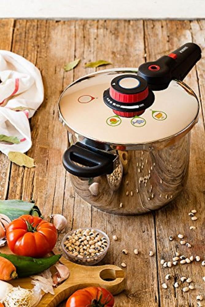 MONIX Selecta | Duo Set pentole a pressione rapide 4 e 6 litri con Sistema di selezione degli alimenti e Chiusura automatica, Acciaio inox 18/10, Argento, 2 Unità