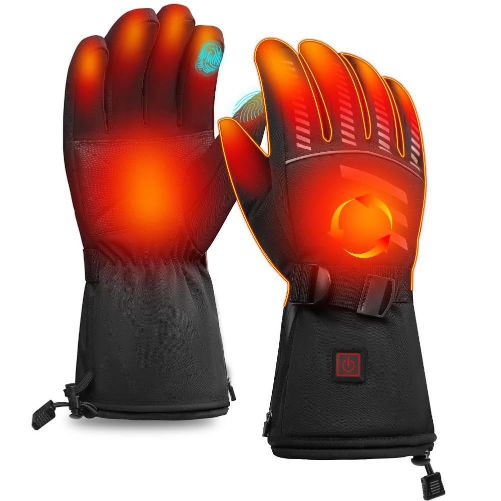 Guantes Calefactables Eléctricos Recargables con Batería Térmicos Invierno Calefacción Rápida Táctiles Moto Esquí Senderismo Caza