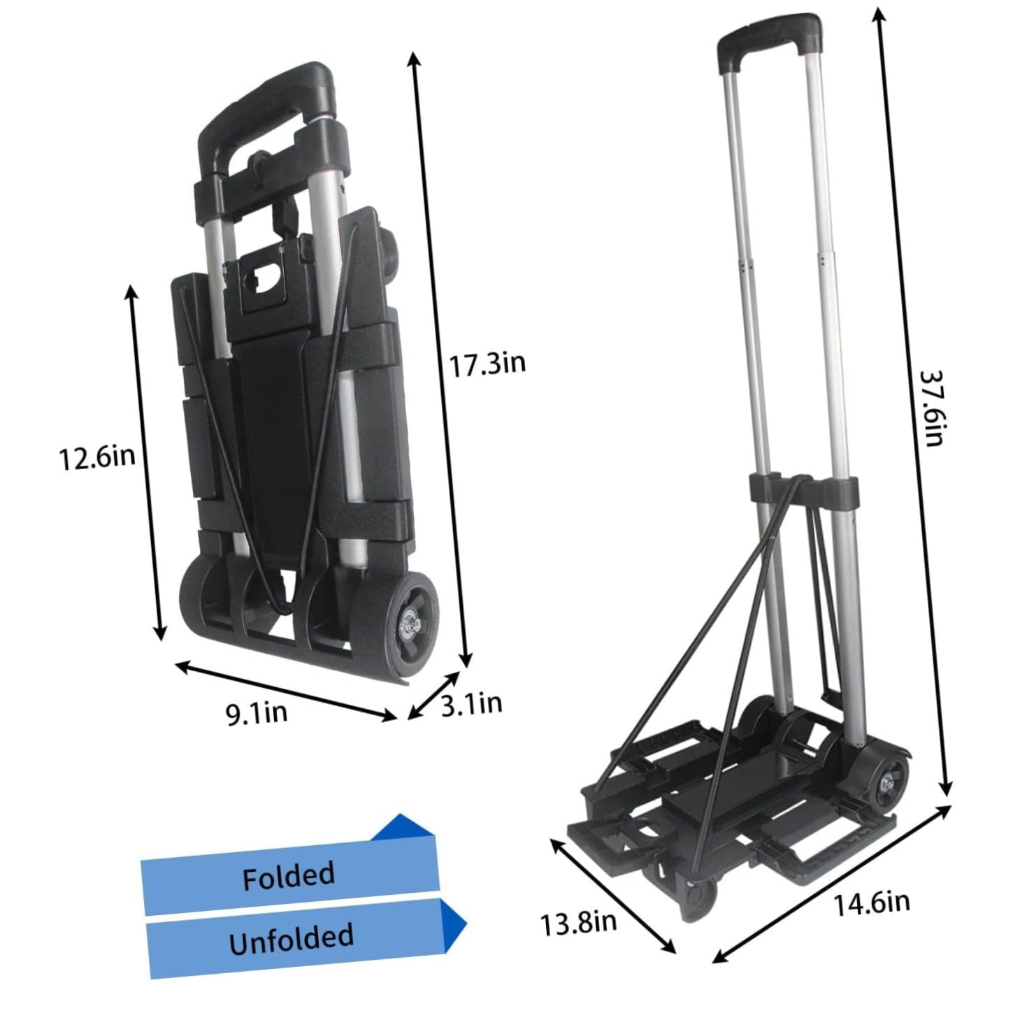 Hemobllo Carrito Plegable De Equipaje Ruedas para Camping y Viajes Ligero y Portátil para Uso Interior y Exterior