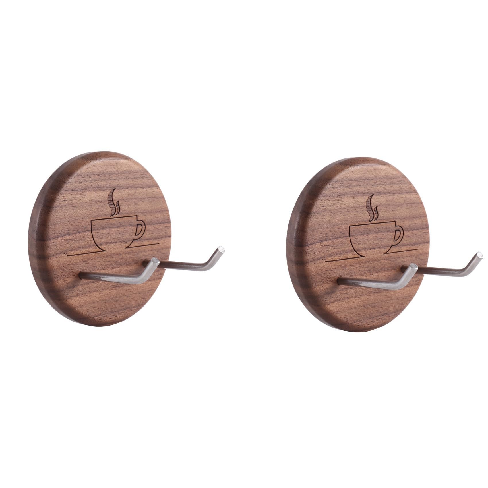 Hndhbfgrt 2X Espresso Portafilter Wall Rack Walnut Wall Mounted Hooks with Hooks Suitable for 51/54/58mm Portafilter