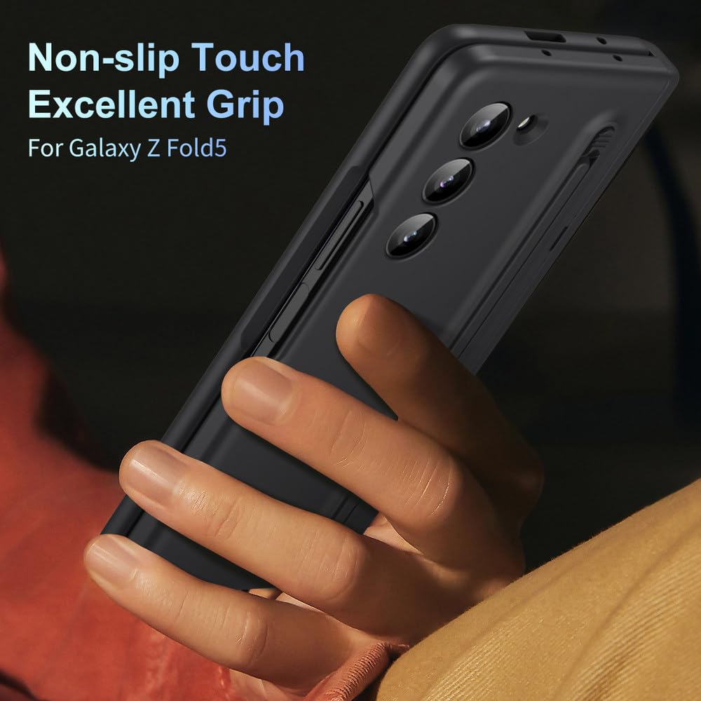 Estuche con Ranura para Porta bolígrafo para Samsung Galaxy Z Fold 3 4 5 6 Fold5 con Soporte para bolígrafo, Cubierta de película de Vidrio Frontal, Azul, para Samsung Z Fold 6