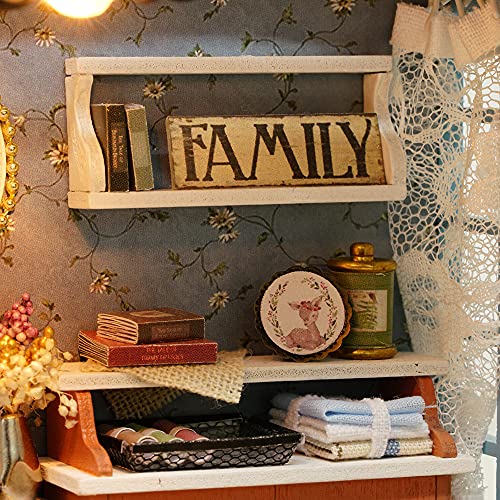 Casa de boneca DIY, kit de casa de boneca em miniatura DIY Mini realista 3D Casa de madeira artesana