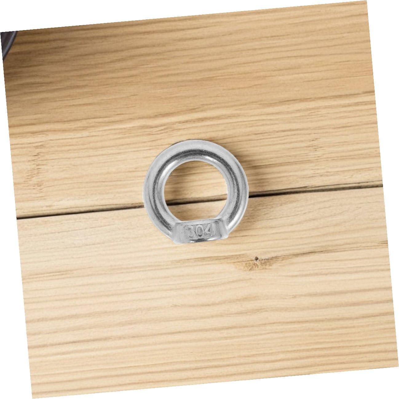 8pcs M8 304 Stainless Steel Eye Nut Fasteners Heavy Duty Marine Threaded Lifting Ring Nuts for Rigging Rescue and Industrial Use