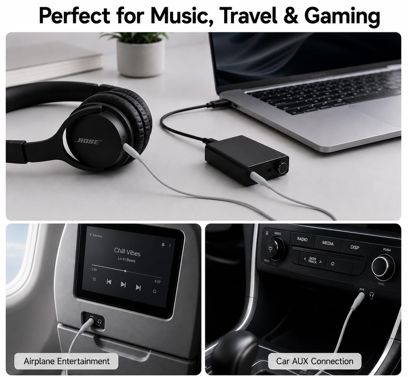 Cable de audio de repuesto, cable de extensión Earla Tec para auriculares Bose QuietComfort QC25 QC35 con control de volumen de micrófono en línea (sin micrófono gris)