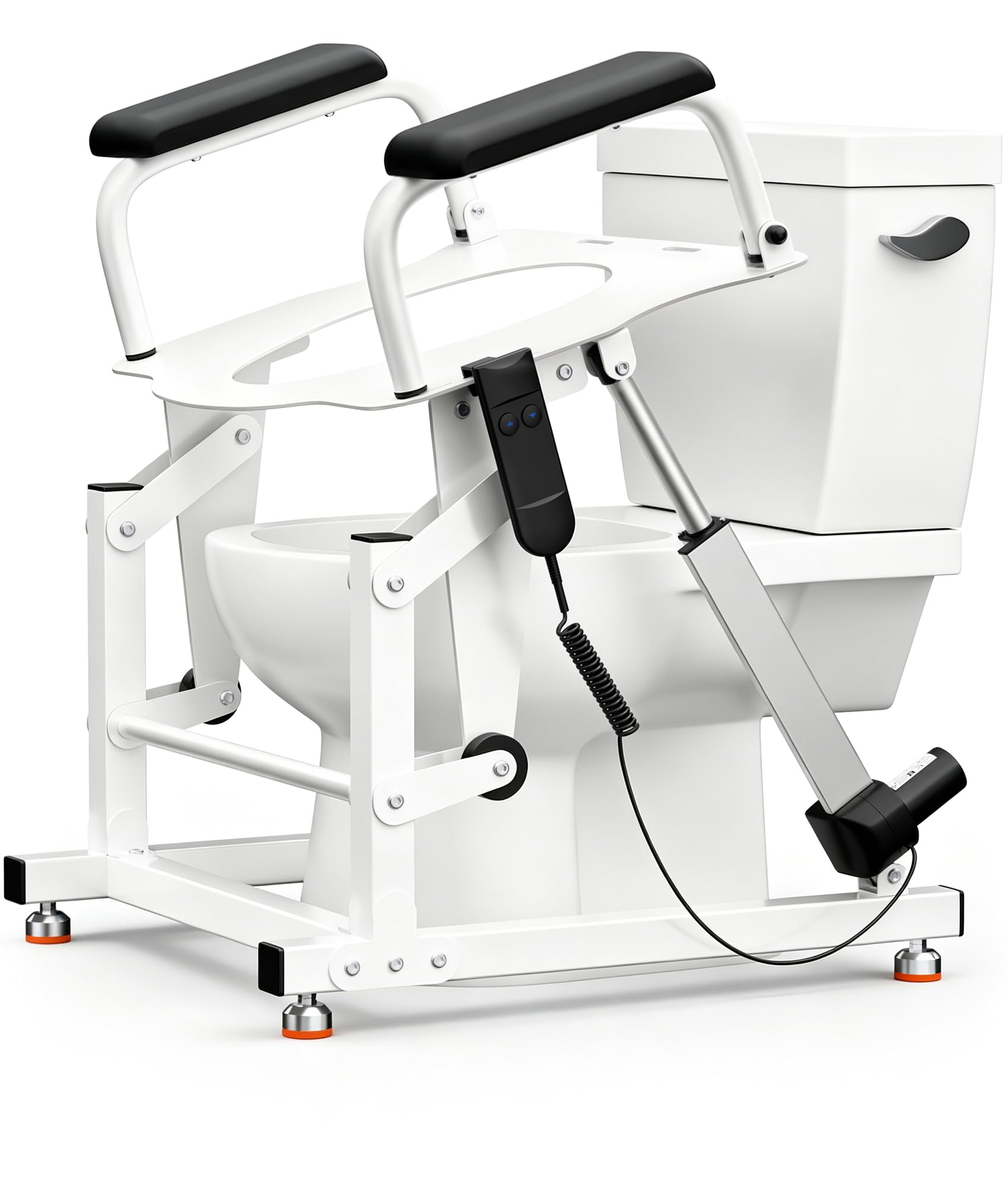 Rialzo per WC elettrico con supporto per alzarsi fino a 205 kg, regolabile in altezza di 22 cm, braccioli antiscivolo, per anziani e persone con disabilità, adatto per WC rotondi e ovali