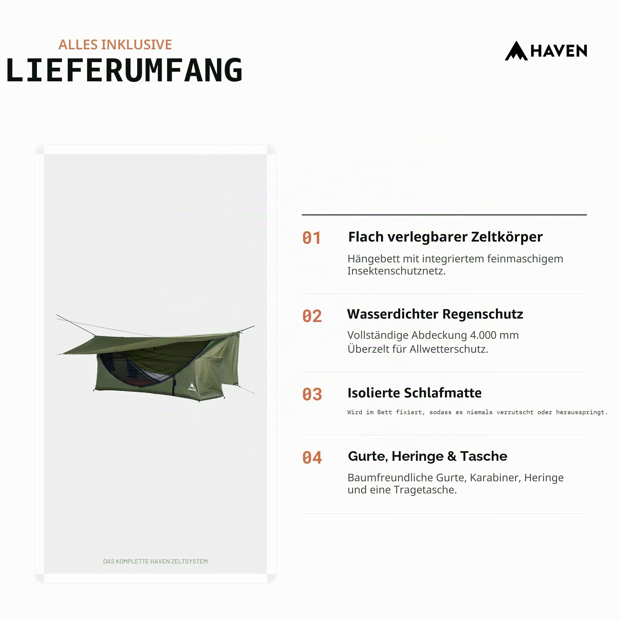 Haven Zelt mit isolierter Unterlage