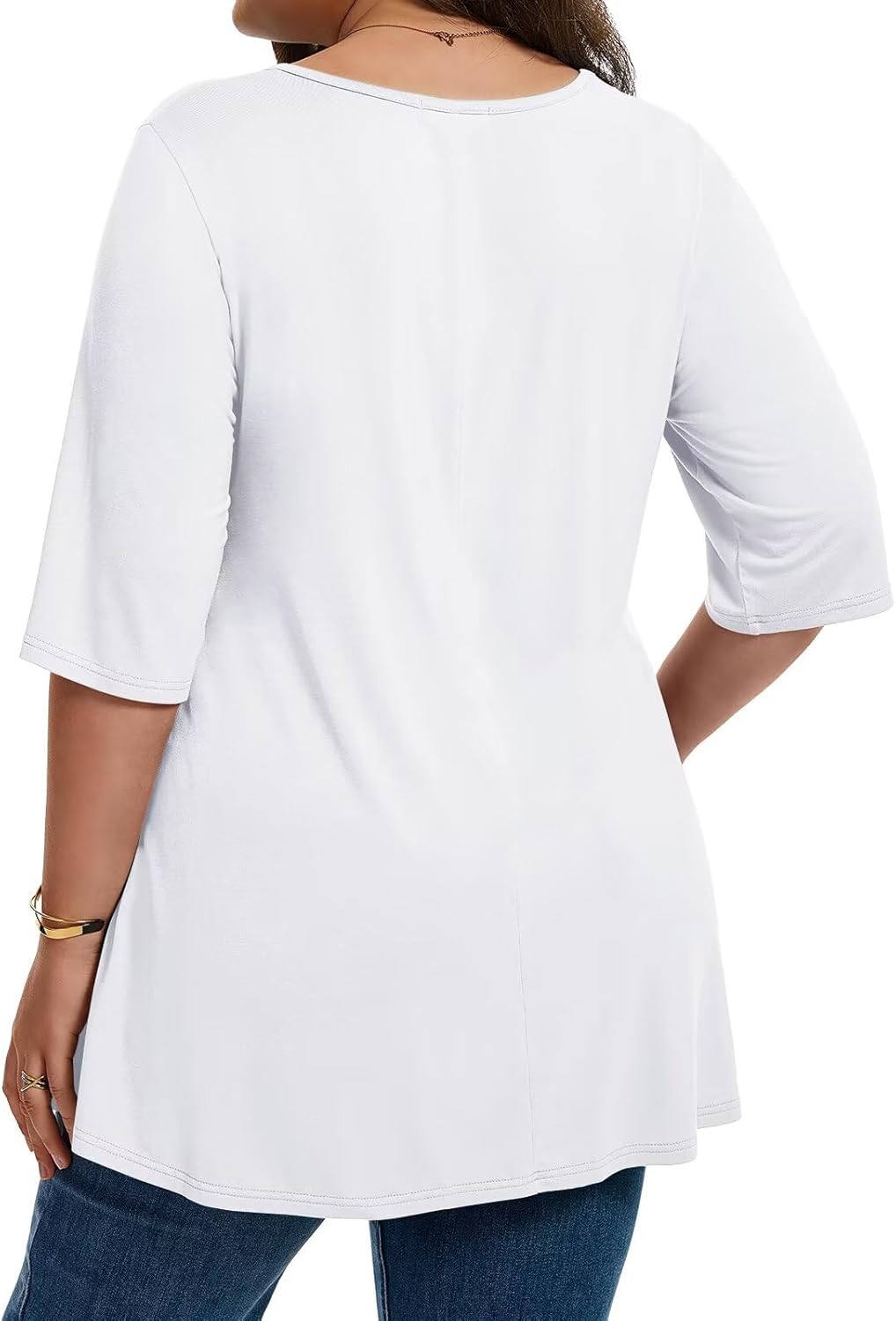 LARACE Elbow Sleeve Cross-Tie V-Neck Plus Size Tops for Women's Half Sleeves Tunic Shirts Blouse Spring Summer Fall Clothes - Image 4