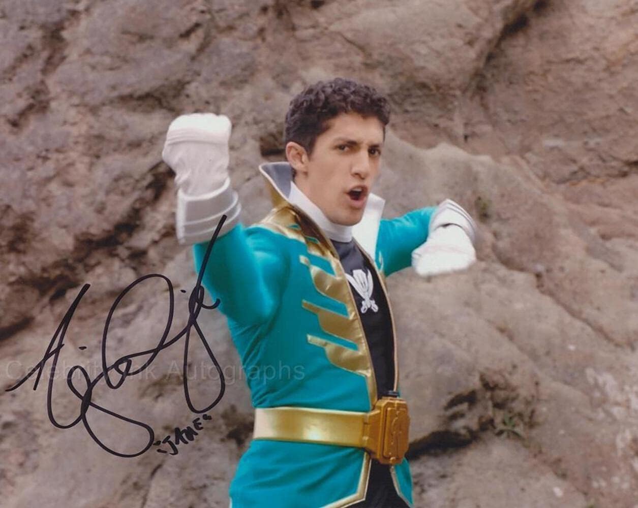 Amazon Com Azim Rizk As Jake Holling The Green Super Megaforce Ranger Power Rangers Megaforce 8 X10 Genuine Autograph Entertainment Collectibles