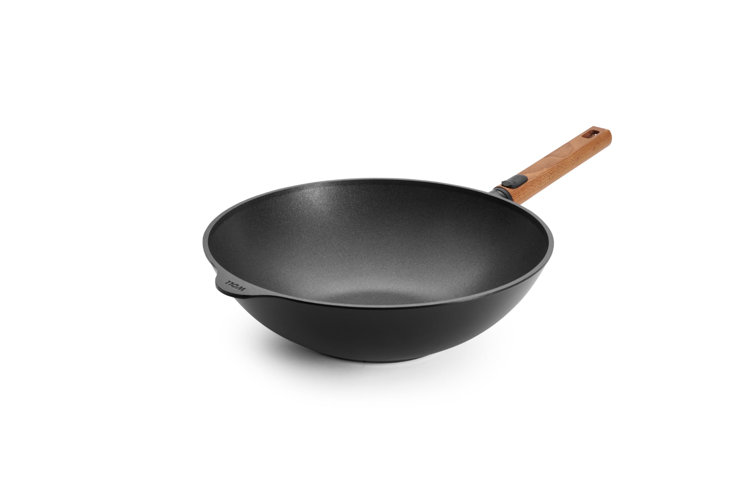 WOLL – Wok et poêle à sauté Eco Logic QXR Ø 32 cm avec manche amovible en bois – wok antiadhésif sans PFAS, compatible four – poêle induction – poêle pour induction – wok