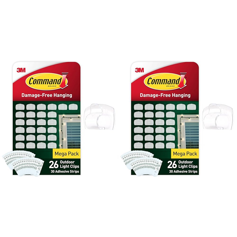 Command crochets transparents et adhésifs résistants aux intempéries (Lot de 2)