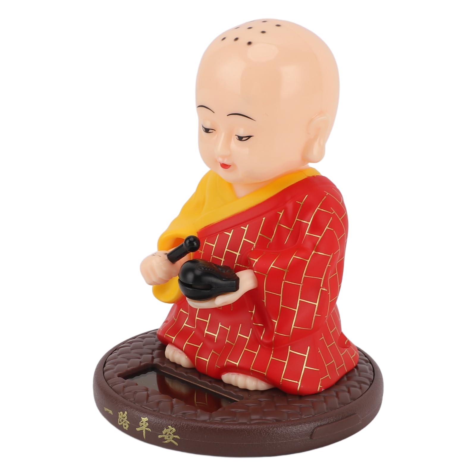 Laughing Buddha Statue, Dashboard Decorations Funny Car Shaking Toy Little Monk Figurine Solar Toys Solar Dancing Figurines Chinese Little Buddha Car Dashboard Ornament