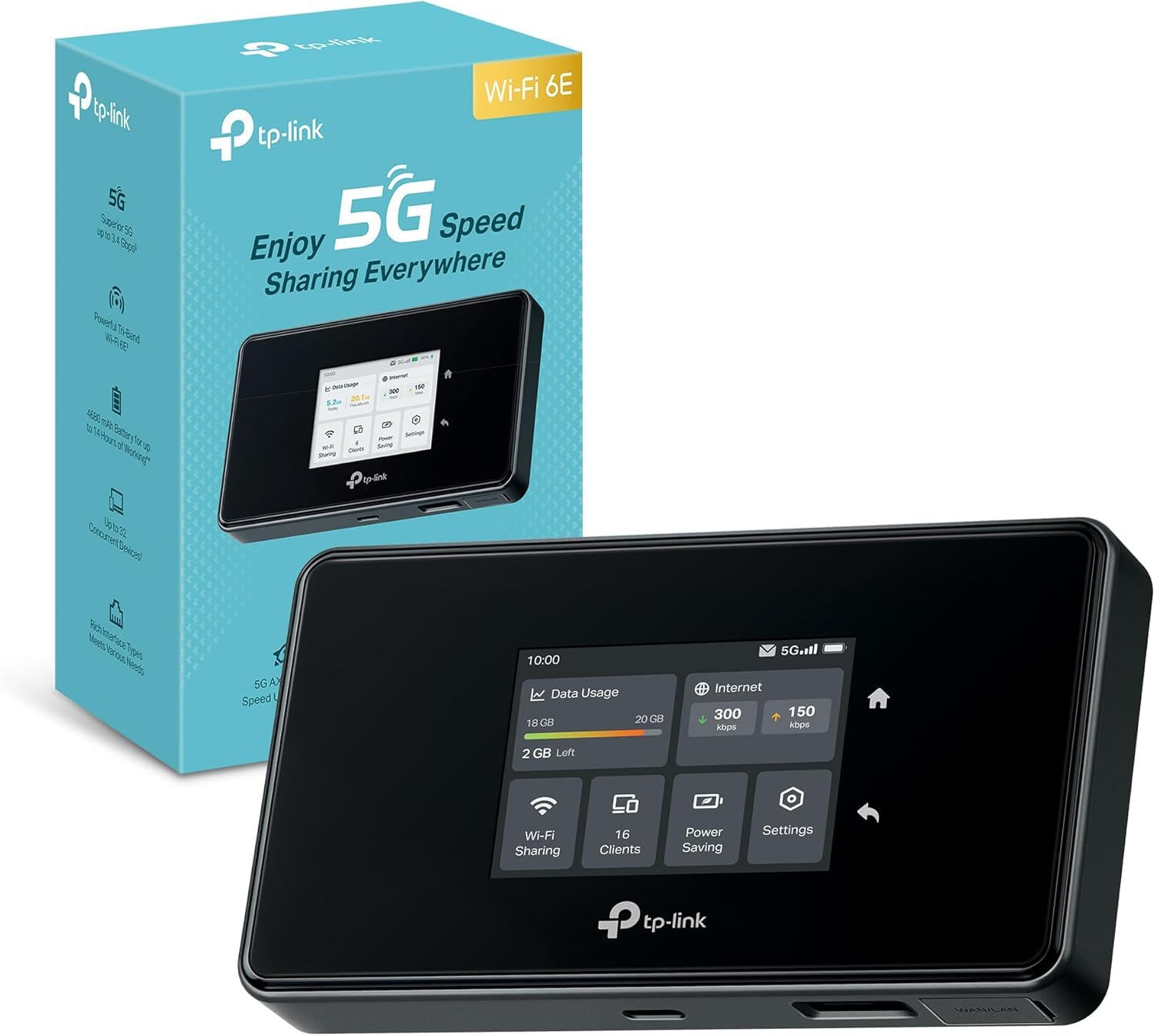 TP-Link M8550 AXE3600 5G Wi-Fi 6E Mobile Router with Touch Screen