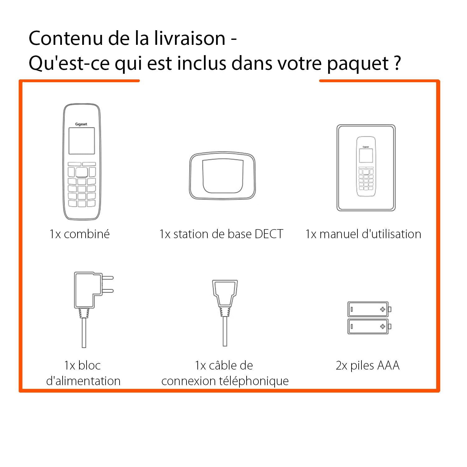 Gigaset E290 téléphone sans fil seniors larges touches amplification son fort blanc