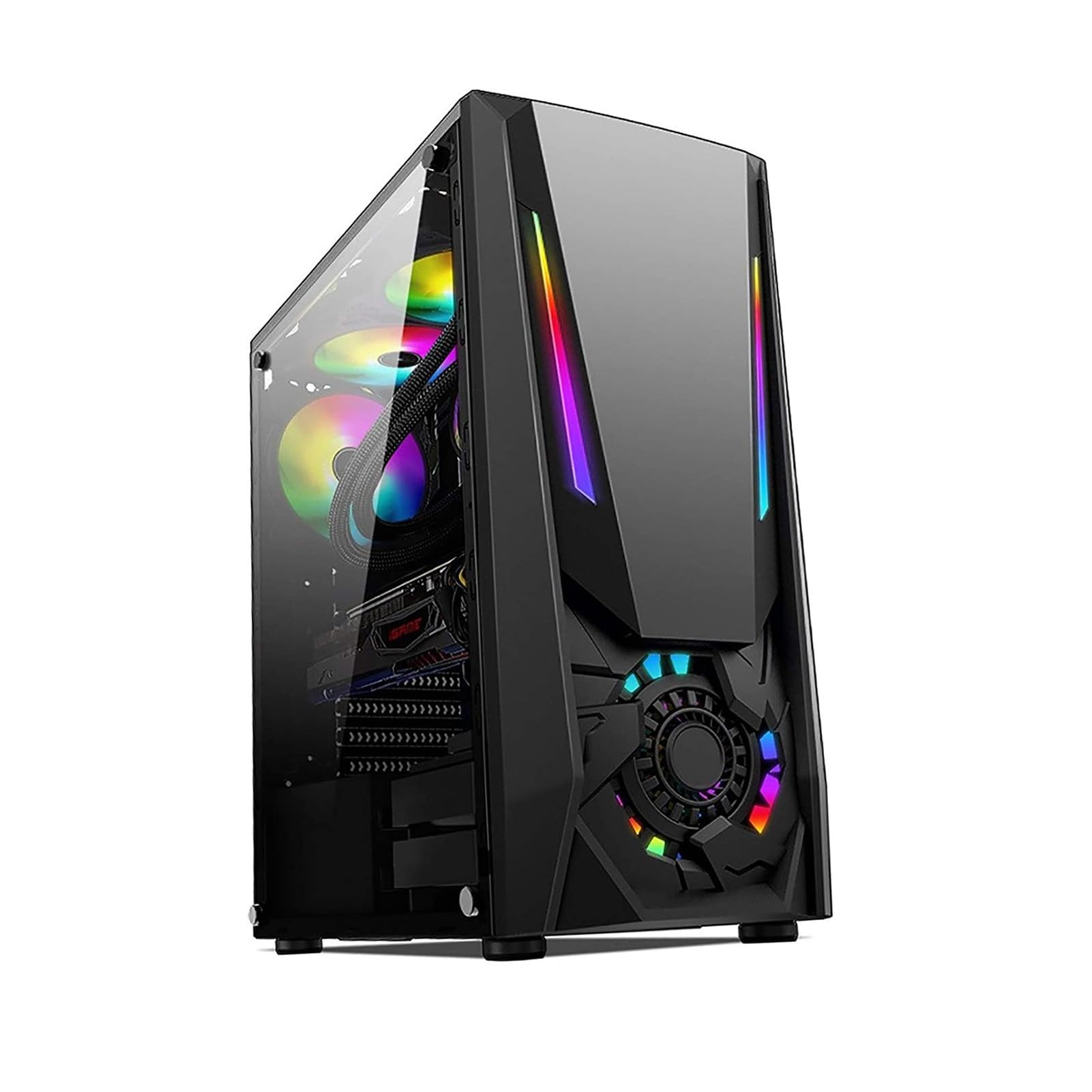 Obudowa Komputera Typu Mid-Tower E-ATX/ATX/M-ATX, Panel Boczny Ze Szkła Hartowanego, Przedni Panel Z Siatki, Obudowa Komputera Stacjonarnego, Tryb Oświetlenia RGB(Black)
