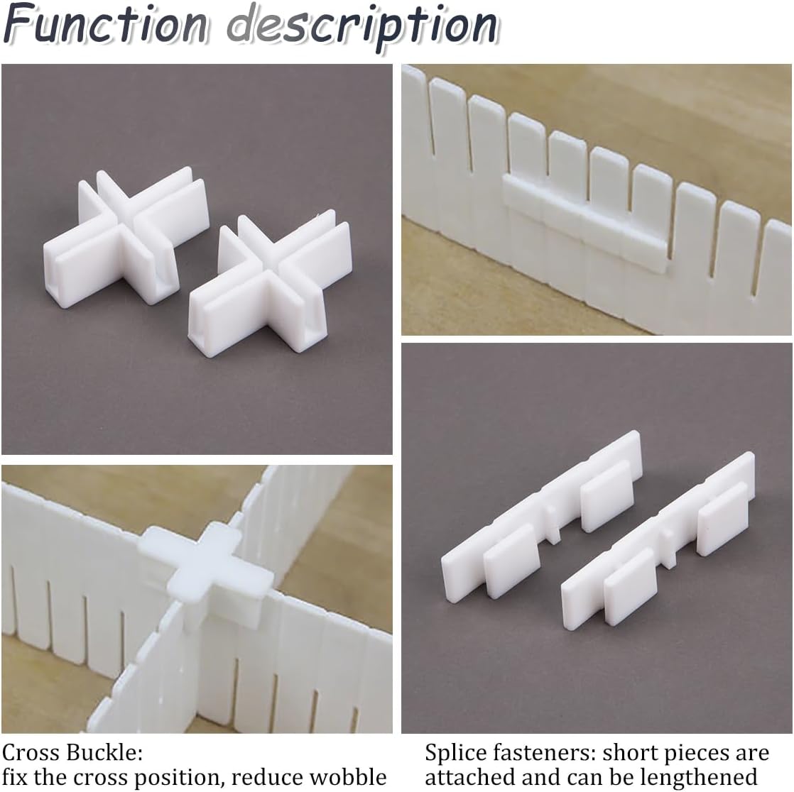 38Pcs Adjustable Drawer Divider Clips Holder Plastic Side Fixing Buckle for DIY Organization of Cosmetics Toiletries Drawer Partition Organizer Separators Rail Box Installation