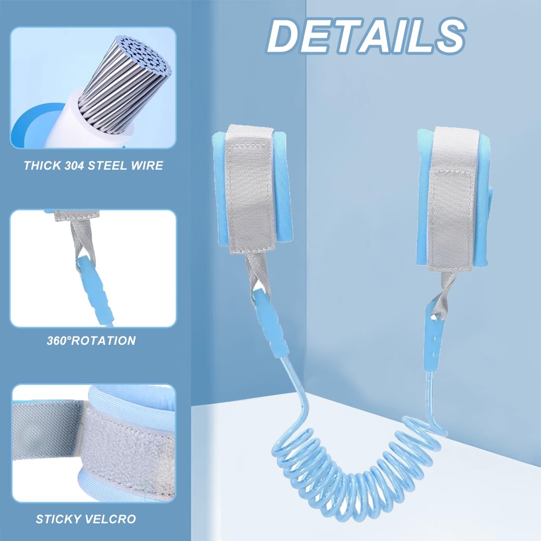 1 Pcs Harnais Enfant, 1.5M Bracelet Enfant Sécurité, 360 ° Réglable errure à induction magnétique Laisse Enfant Sécurité Poignet, Bracelet enfant securite, Bracelet Anti perte Harnais Laisse