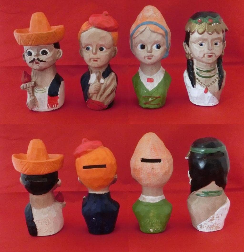 名古屋相互銀行　世界民族貯金箱　陶器製　合計19個　ノベルティ　レトロ　未使用品 名古屋相互銀行 世界民族貯金箱 陶器製 合計19個 ノベルティ レトロ 未使用