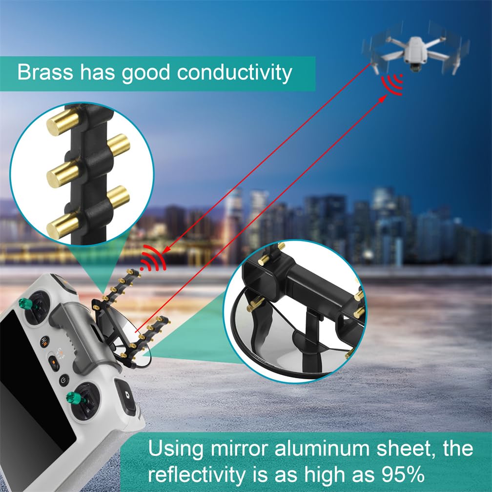 DJI RC Mini 3/3 Pro Amplificateur de signal d'antenne, rallonge de portée, laiton aluminium plastique, augmentation de la distance de vol de 30 % à 50 %, installation facile, noir, 1 paquet