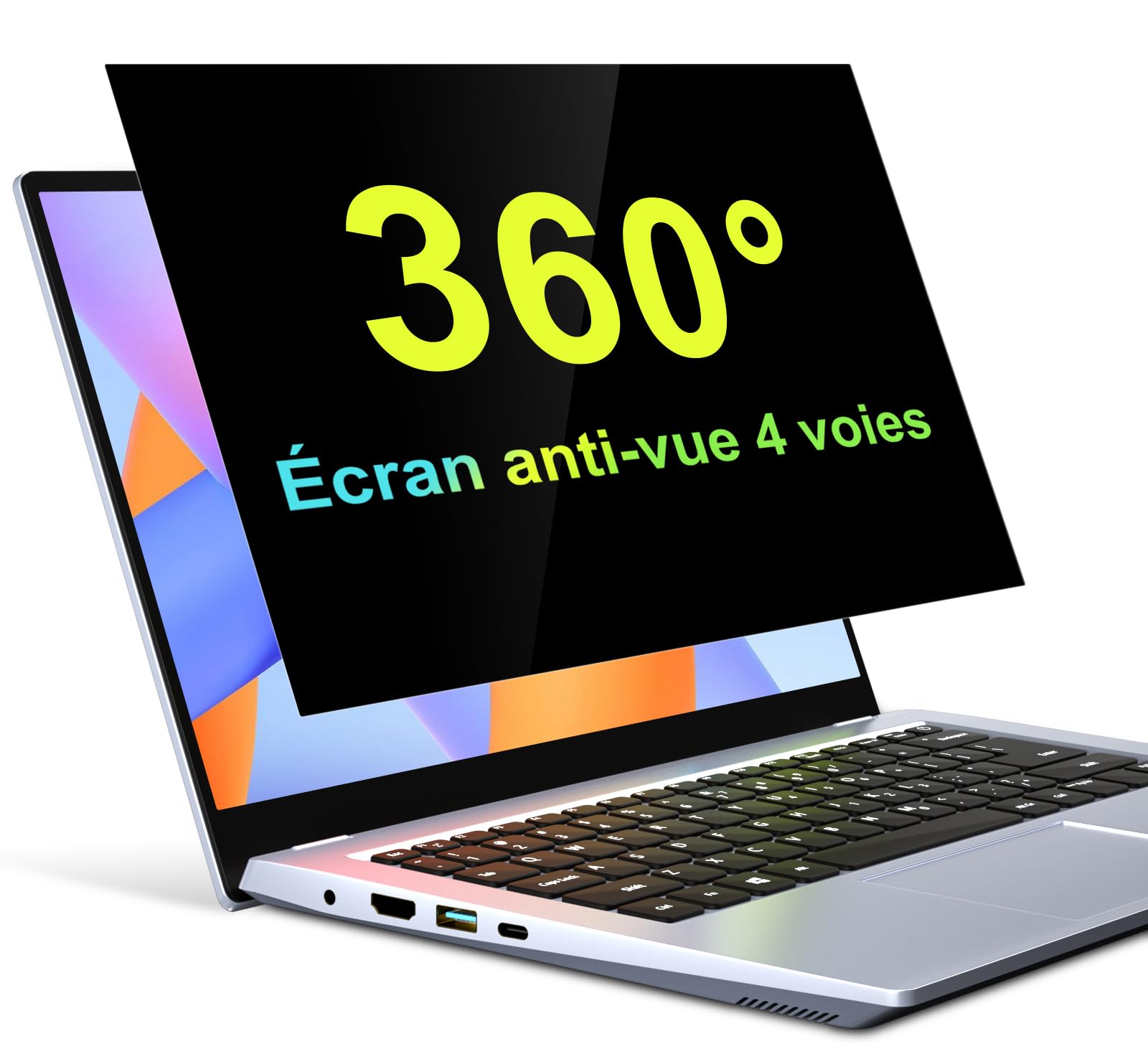 360° 15.6 Pouces Filtre de Confidentialité 16:9,New 2025 Protection Ecran Anti-Espion Anti-Reflet,Laptop Privacy Screen Protector Compatible avec Lenovo/Dell/HP/Asus/Samsung/Acer/ThinkPad