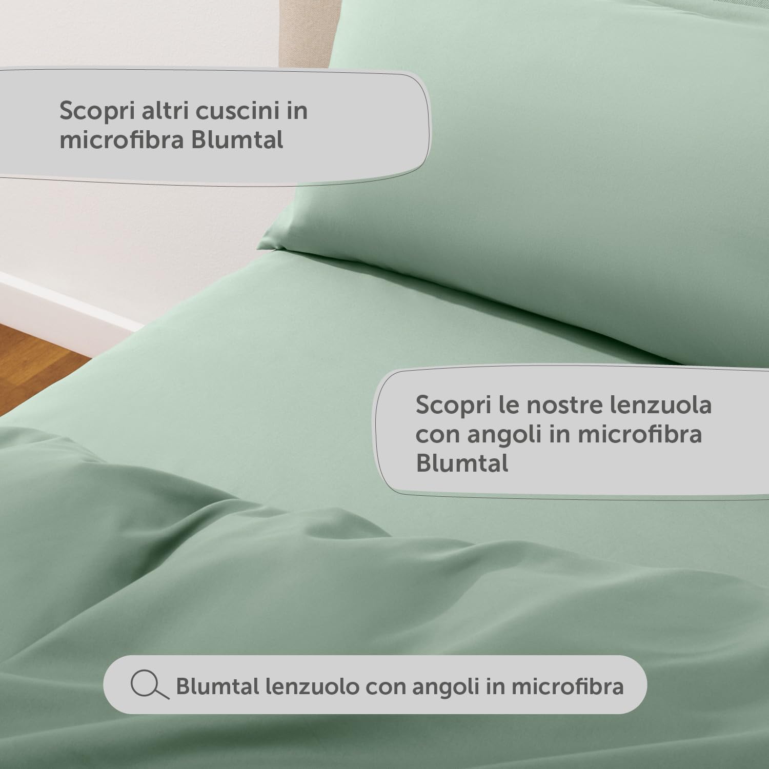 Blumtal Copripiumino Matrimoniale 250x200 e Federe 50x80 - Set di Lenzuola in microfibra extra morbida certificata Oeko-Tex, Set Copripiumino Matrimoniale con 2 Federe - 3 pezzi - Verde Chiaro