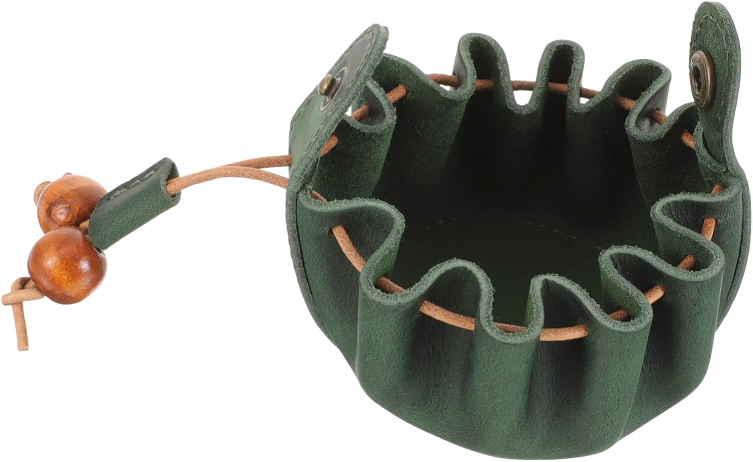 2pcs Drawstring Bag Green Manual Coin Purse Genuine Leather Men and Women