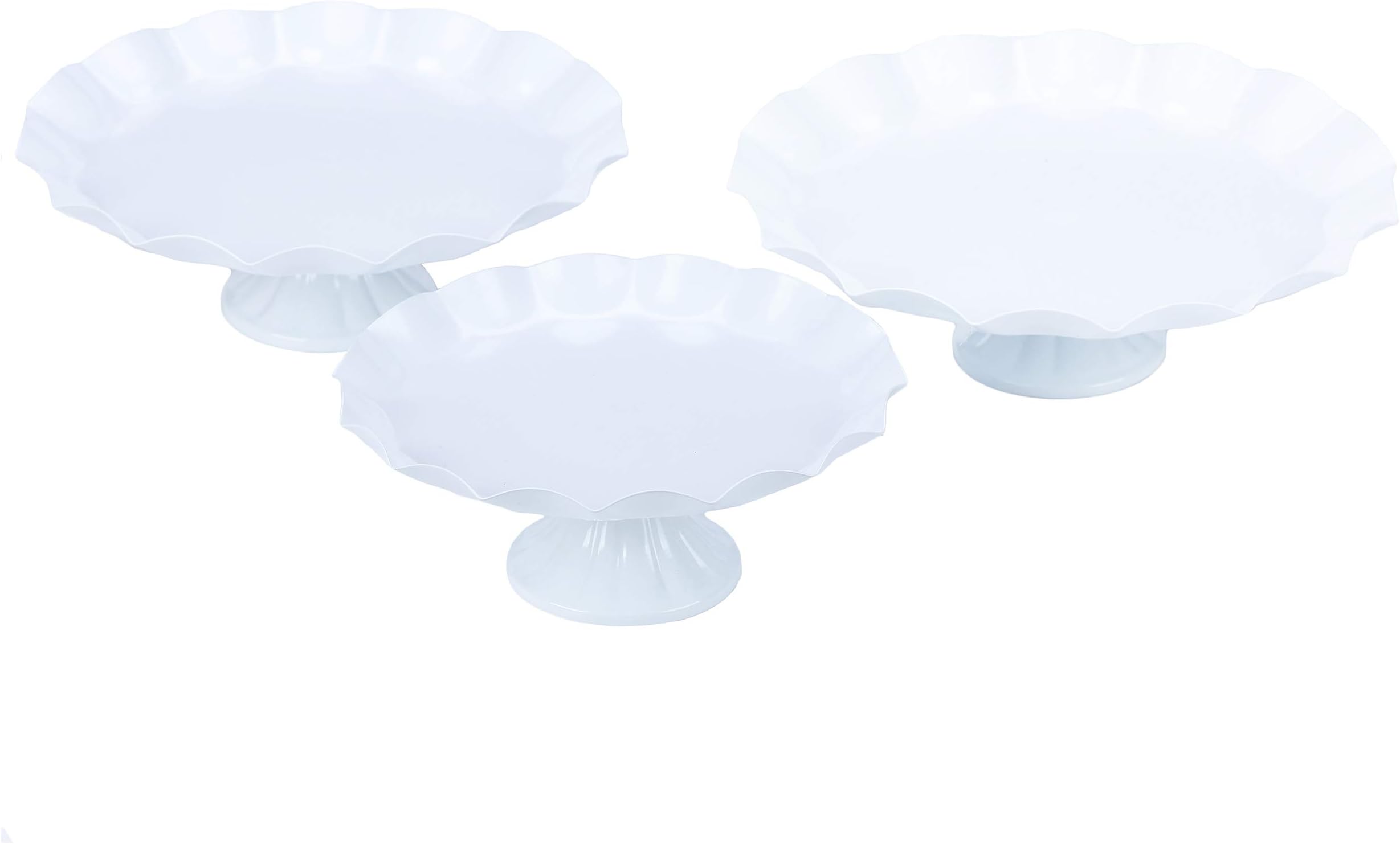 VILAVITACake Stands 3-Set Round Cupcake Stands Metal Dessert Display Cake Stand, White