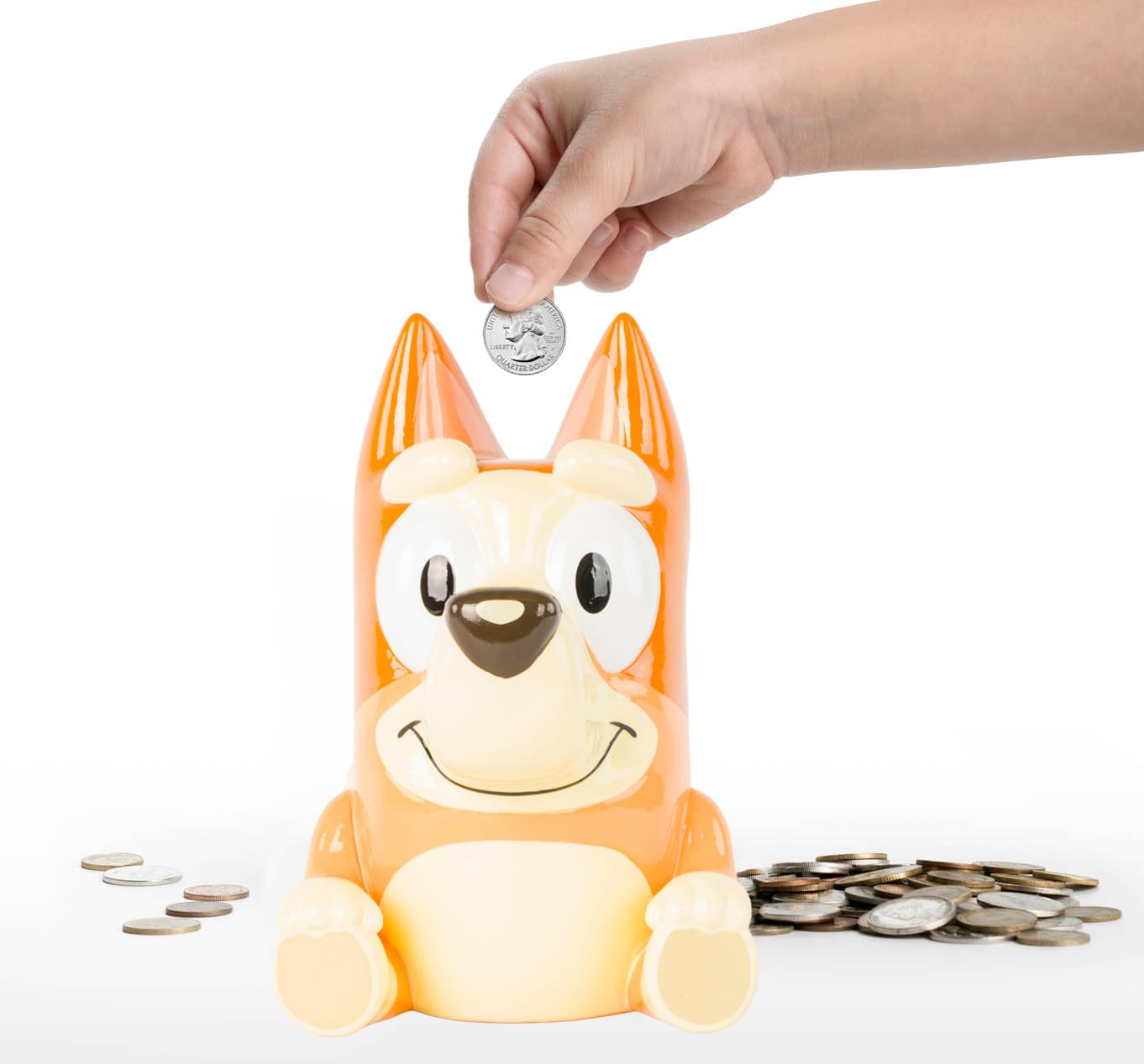 Jay Franco Bluey Bingo Ceramic Piggy Bank - Kids Room Decor & Coin Bank - Children's Learning Resource