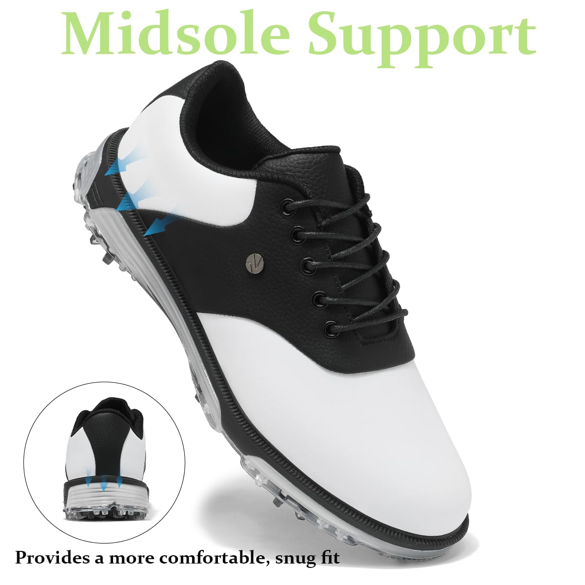 ULTIANT Golfschuhe Herren wasserdichte Feste Spikes mit TPU-Schutz rutschfest für Golfplatz Freizeit