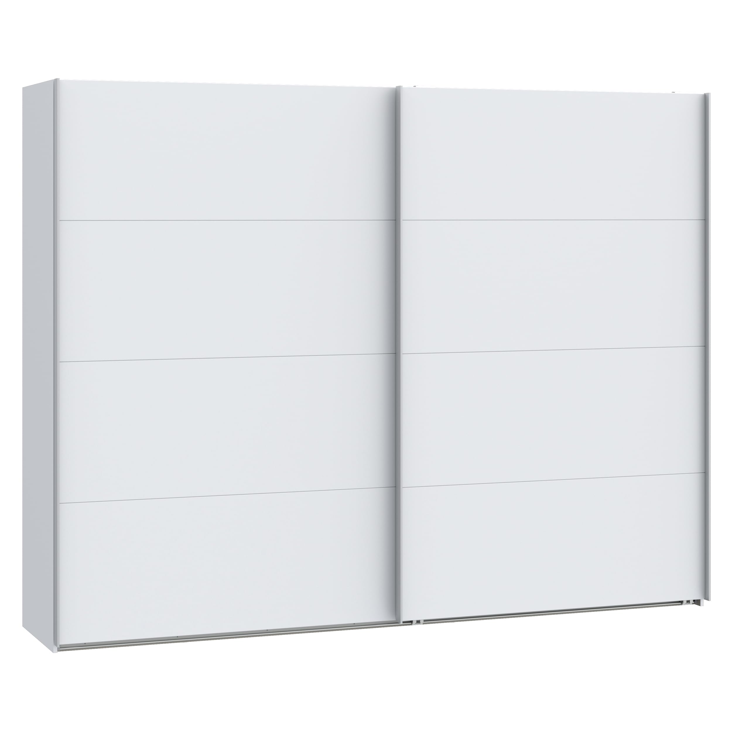 Forte SOPHISTISPACE Kleiderschrank 270, 2-türiger Schwebetürenschrank mit Einlegeböden und Kleiderstange, Weiß, 269,8 cm breit, 210,5 cm hoch, 62,9 cm tief