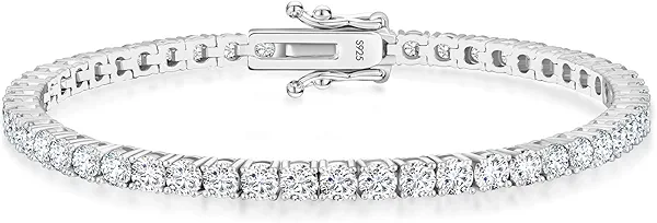 KRKC&CO Lab-Grown Moissanite Tennis Bracelet Women, Luxury Anniversary Wedding Bridal Gift for Wife, 2.2-13.8 ct.tw, D Color VVS1, 925 Sterling Silver 14K Golden Plated, Hypoallergenic, Everyday Jewelry